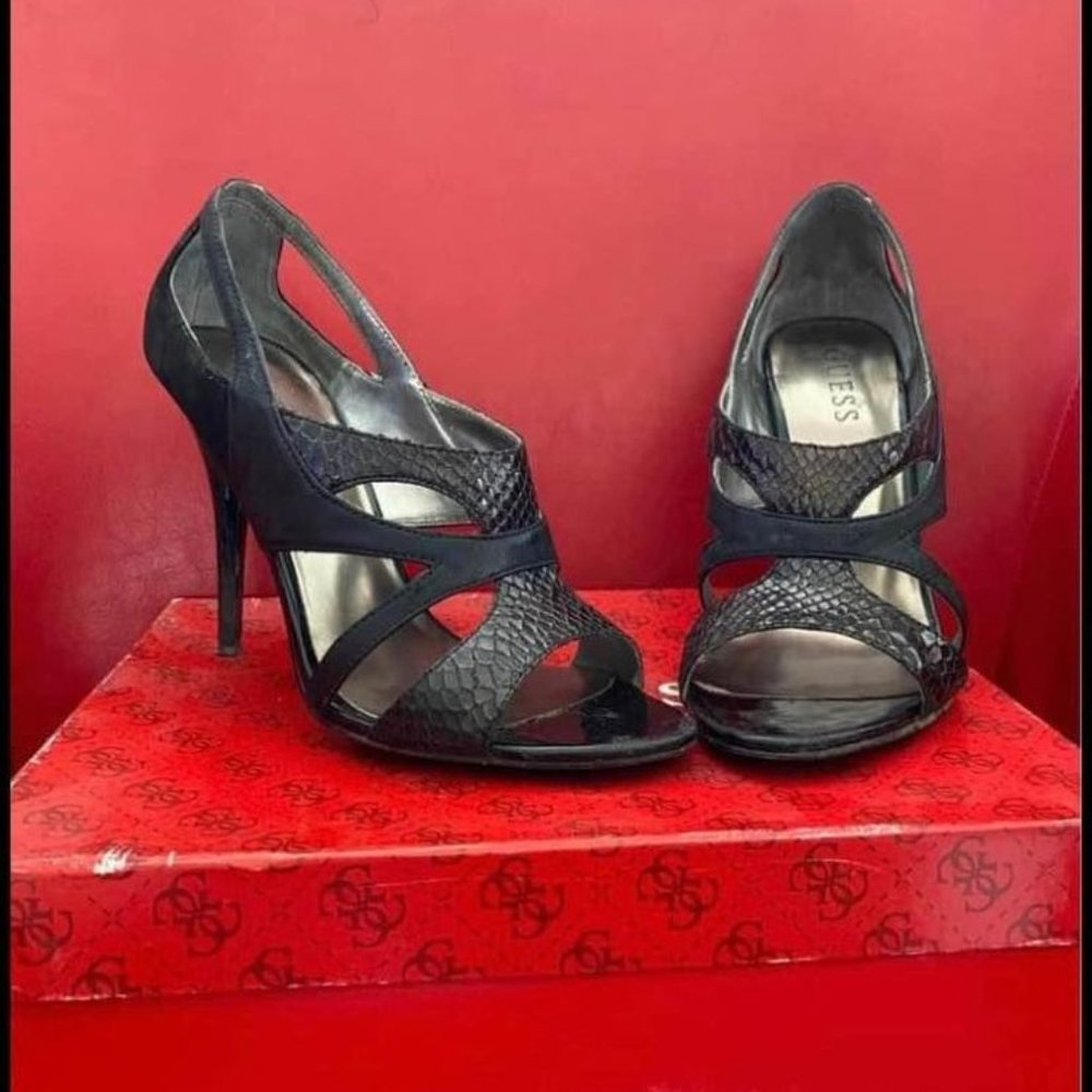 Black Snakeskin GUESS Heels